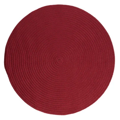5′ Berry Red Solid All Purpose Handcrafted Reversible Round Outdoor Area Throw Rug