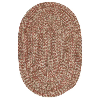 5′ x 8′ Red and White All Purpose Handcrafted Reversible Oval Outdoor Area Throw Rug