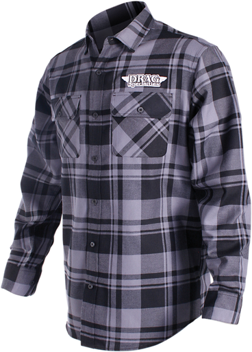 THROTTLE THREADS Drag Specialties Long-Sleeve Flannel Shirt - Gray/Black - 2XL DRG27S68GY2R