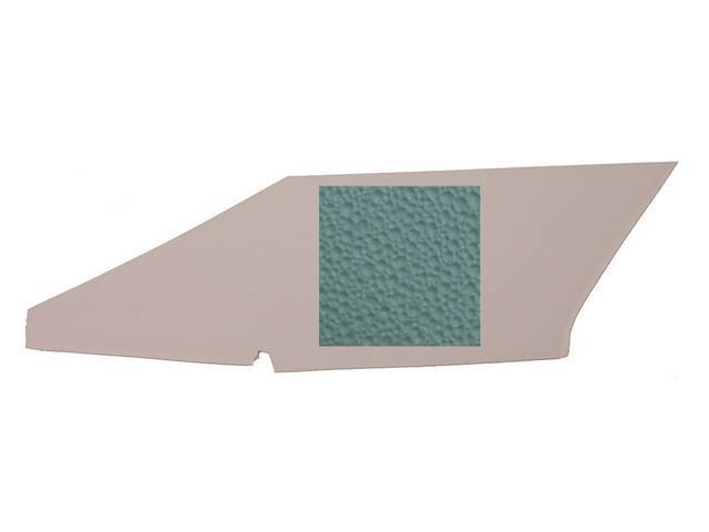 Roof C Pillar Quarter Trim Panels, Moonskin Vinyl, Light Turquoise