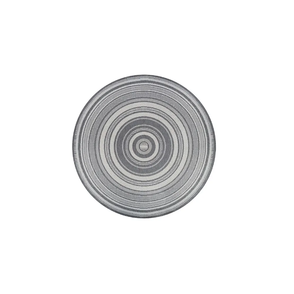 7.5 ‘ x 7.50’ Gray Stripe Round Area Throw Rug
