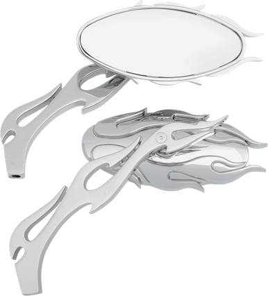DRAG SPECIALTIES Flame Oval Mirror - Chrome 76826C