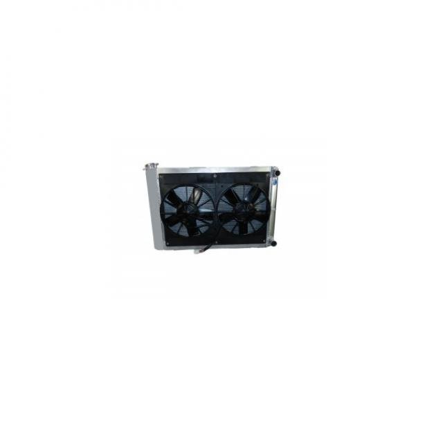 Camaro Radiator Module 2 Pass LS Engine With Spal Dual 11" Fans, With Transmission Oil Cooler 1967-1969