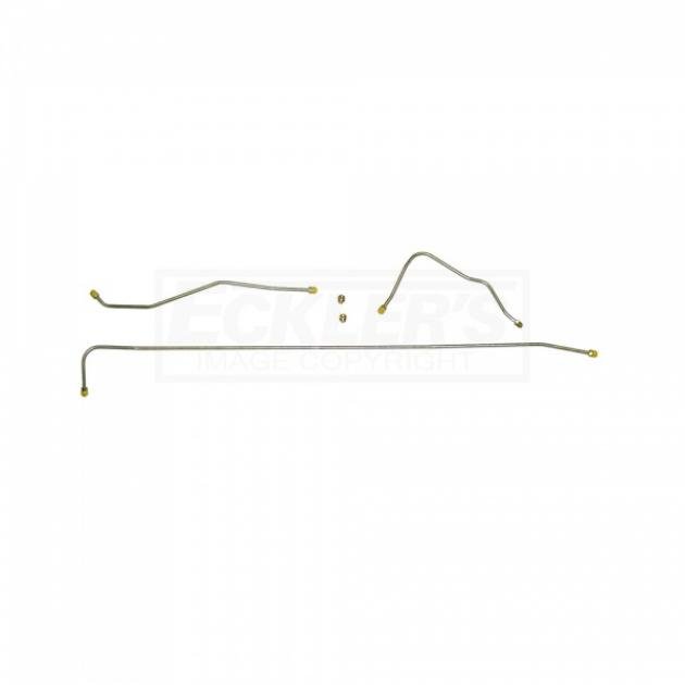 Fuel Tank To Pump Lines, Three Piece, Two Union, 3/8 Inch, Stainless Steel, 1956-1957