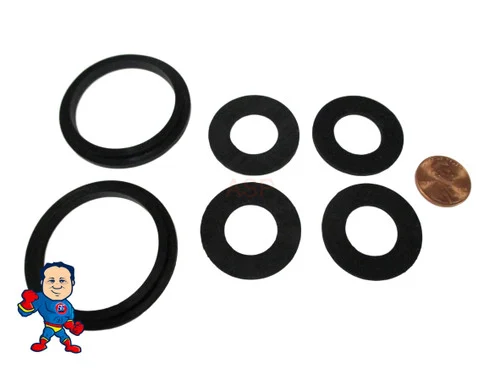 6-Piece Gasket Replacement Kit: 2″ Lip & 1″ Thread Gaskets for Saluspa Lay-Z-Spa Airjet A & B/C Air Unions