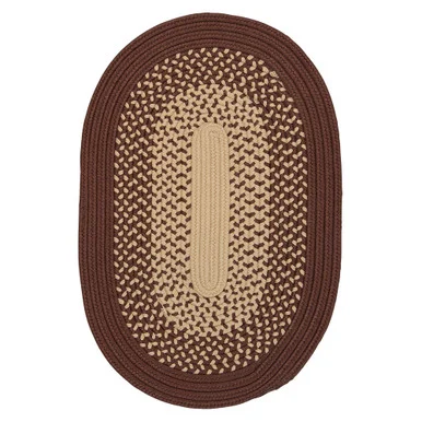 6″ x 9″ Brown and Beige All Purpose Handcrafted Reversible Oval Outdoor Area Throw Rug Sample