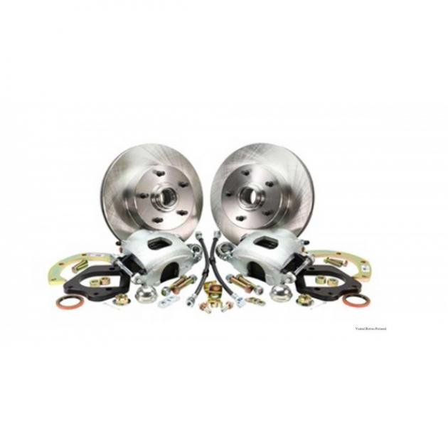 Front Disc Brake Conversion, Stock Spindle, Basic,Drilled/Slotted, 67-69