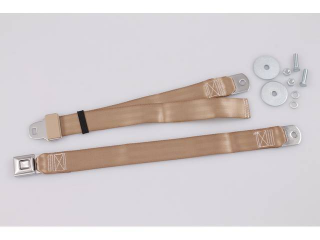 Push Button Lap Seat Belt, 2 Point, tan