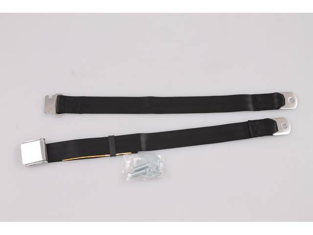 Classic Style Lap Seat Belt, 2 Point, black