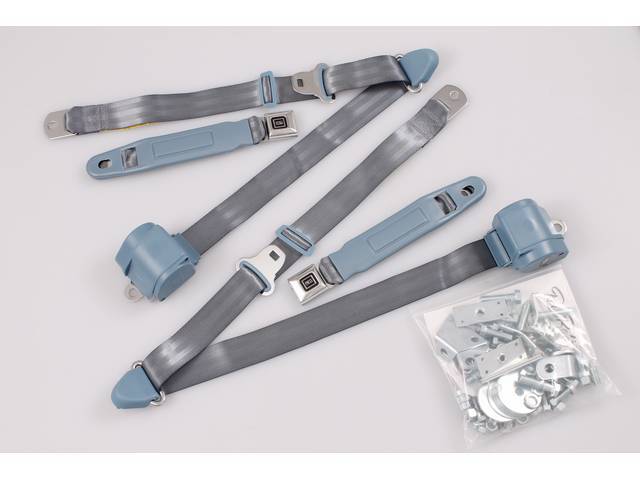 3 Point Seat Belt Conversion, Push Button Style Buckle, light blue