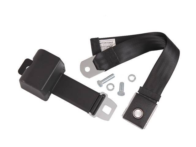Seat Belt Set, Star Burst Pattern Push Button, Black