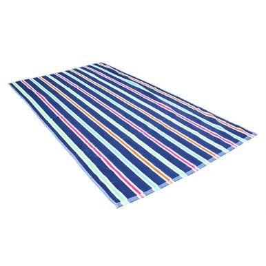 64″ Blue Pink and Orange Stripe Beach Towel