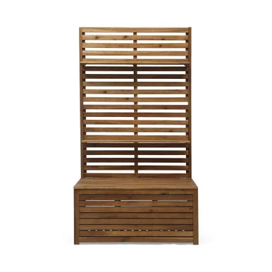 67.25” Brown Teak Finish Contemporary Rectangular Outdoor Mud Bench