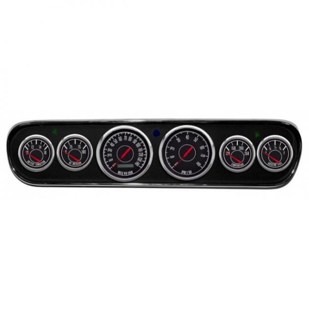 Mustang - New Vintage USA 67 Series DIY Gauge Panel Kit - 6 Gauge Package, Black Dial, 1964-1966 - Programmable Speedometer MPH