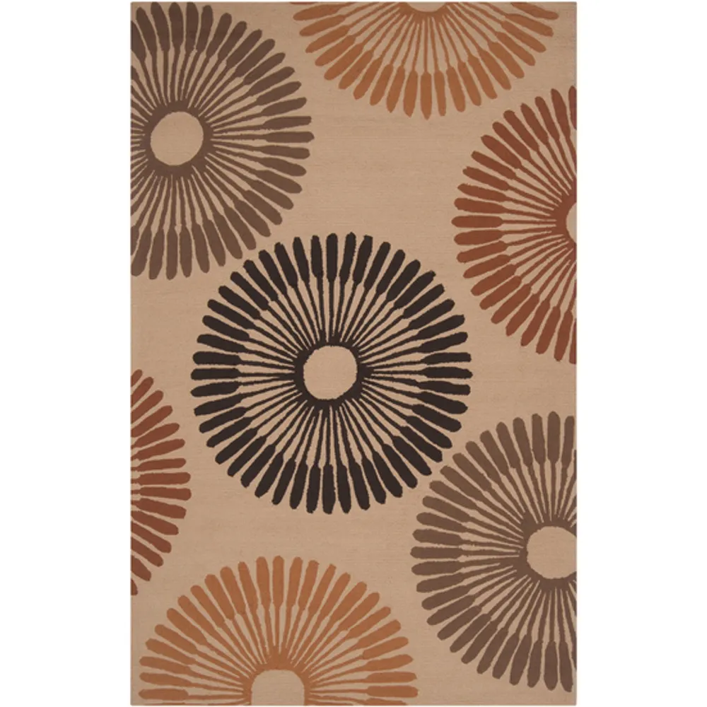 2′ x 3′ Floral Meadow Beige and Black Hand Hooked Outdoor Area Throw Rug