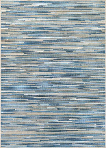 7.5′ x 10.75′ Blue and Beige Contemporary Rectangular Outdoor Area Throw Rug