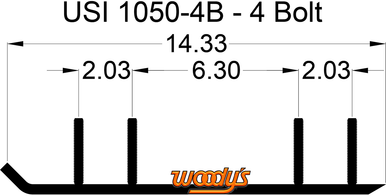 Woody's Trail Blazer IV Flat-Top 6" 60° Carbide Runner for Ski-Doo Formula Grand Touring 1993 TSI4-1050-4B