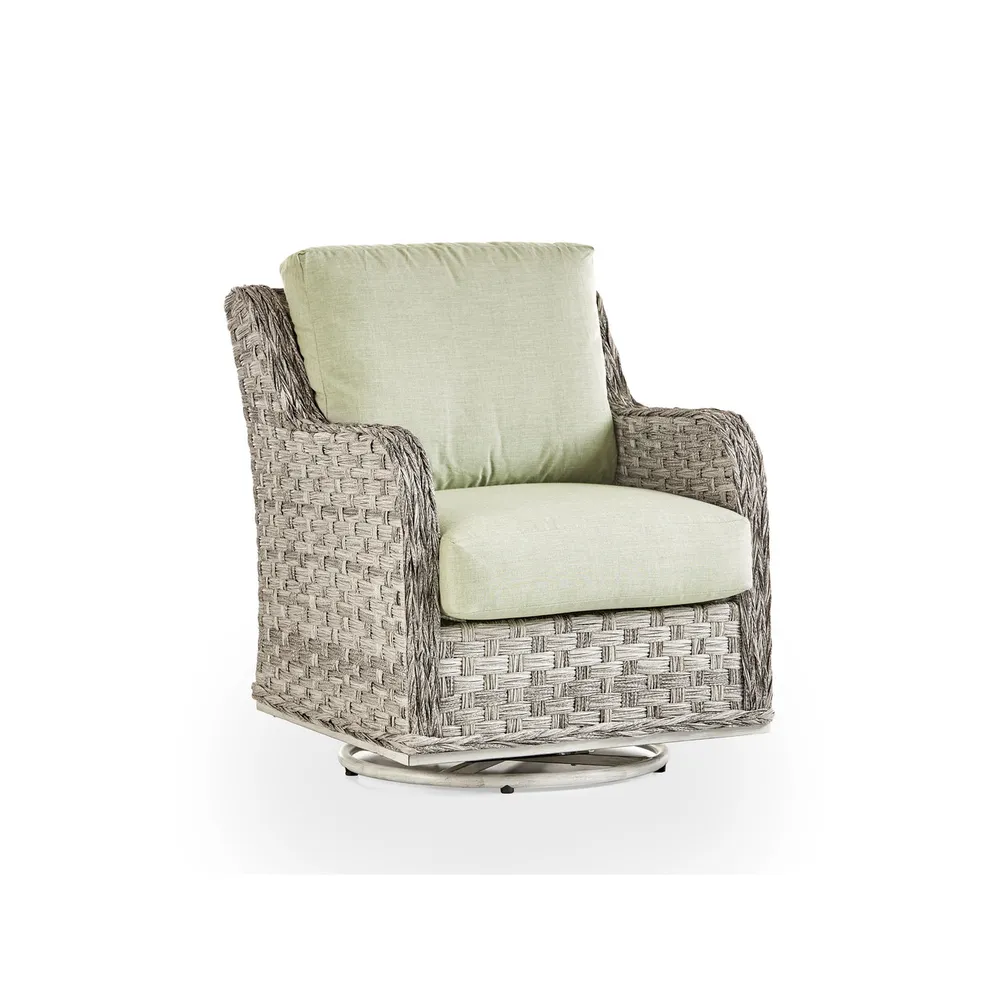 34″ Gray Grand Isle Synthetic Wicker Swivel Glider with Gray Cushion
