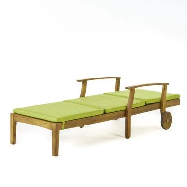 79″ Green and Brown Contemporary Outdoor Patio Rectangular Chaise Lounge