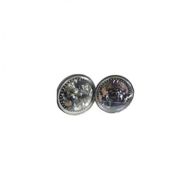 Chevelle Headlight, 7 Inch Round Blackout With Single ColorWhite LED Halo, 1971-1975