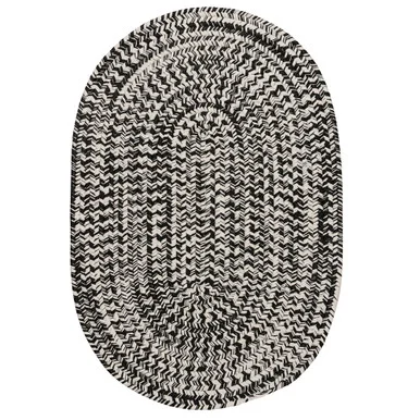8′ x 10′ Black and White All Purpose Handcrafted Reversible Oval Outdoor Area Throw Rug