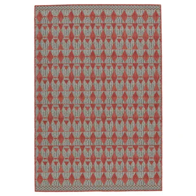 8′ x 10′ Red and Green Geometric Diamond Outdoor Area Throw Rug