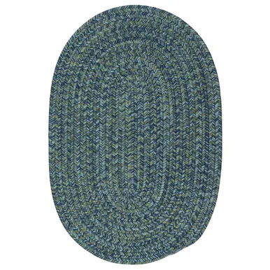 8′ x 11′ Navy Blue All Purpose Handmade Reversible Oval Mudroom Area Throw Rug