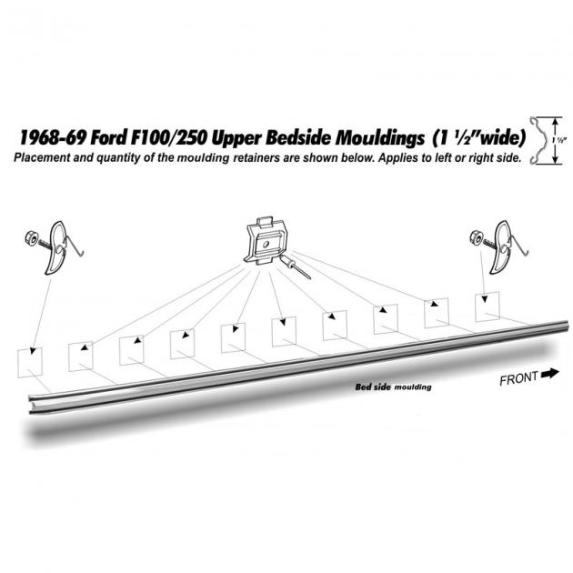 Dennis Carpenter Pickup Upper Long Bed Molding - 1968-69 Ford Truck C8TZ-9929140-B