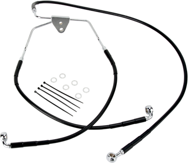 DRAG SPECIALTIES Brake Line - Front - Black - +6" - FLH '96-'07 660411-6BLK