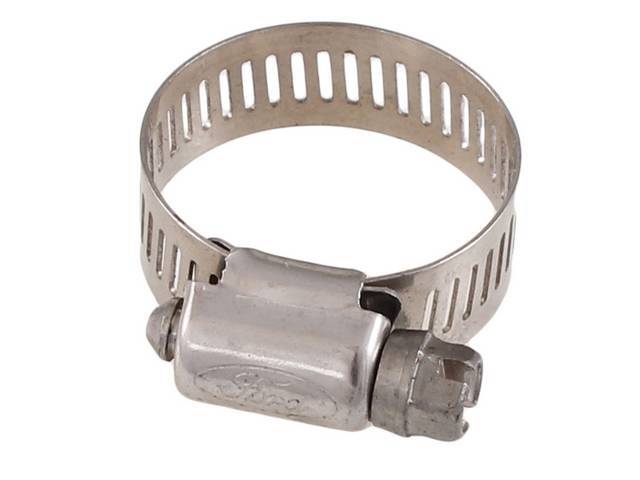Hose Clamp, 5/8 to 1 1/4, Ford Oval Logo, Stainless Steel