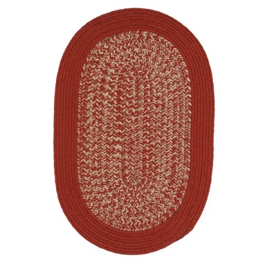 9′ Cherry Red and White All Purpose Handcrafted Reversible Round Outdoor Area Throw Rug
