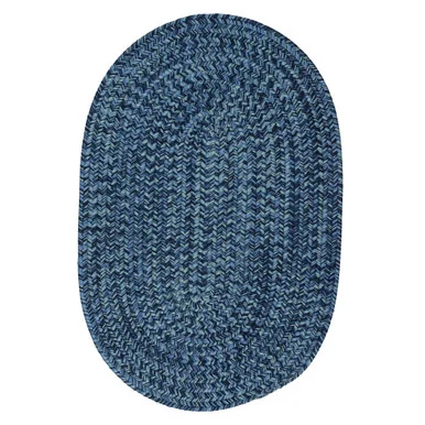 9′ x 9′ Navy Blue Handcrafted Reversible Round Outdoor Area Throw Rug