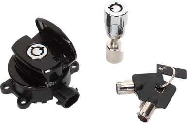 DRAG SPECIALTIES Side Hinge Ignition Switch with Fork Lock - Black E21-0214GBK