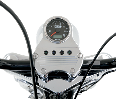 DRAG SPECIALTIES 2.4" MPH Programmable Mini Electronic Speedometer with Odometer/Tripmeter - Polished - Black Face 21-6893DSNU