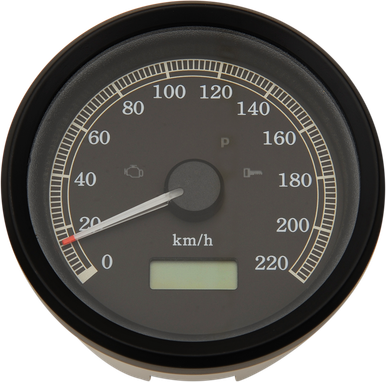 DRAG SPECIALTIES 3-3/8" KM/H Programmable Electronic Speedometer - Black Bezel - Black Face T21-69A4BBDS