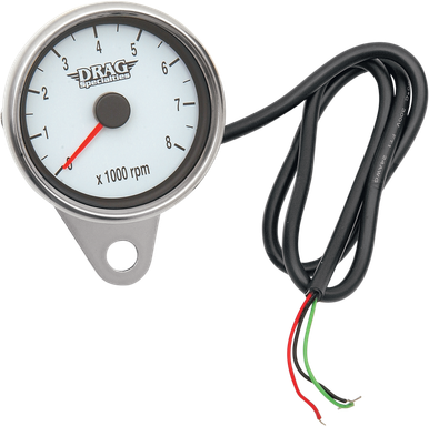 DRAG SPECIALTIES 2.4" Mini Electronic Tachometer - Polished - Backlit LED White Face 21-6894DSW