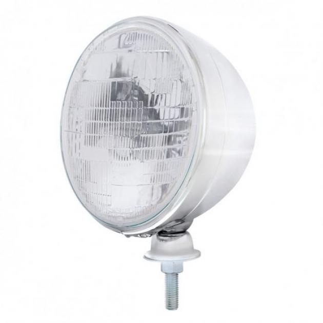 United Pacific 7" 12V Dietz Style Headlight w/Chrome Housing & 6014 Seal Beam Bulb (Pair) A5022SB