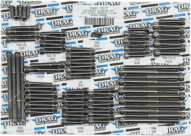 DRAG SPECIALTIES Bolt Kit M8 Engine Set Black/Chrome Knurled MK775BK