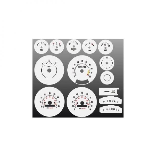 Chevrolet/GMC Suburban White Face Gauges Instrument Cluster Overlay,73..79