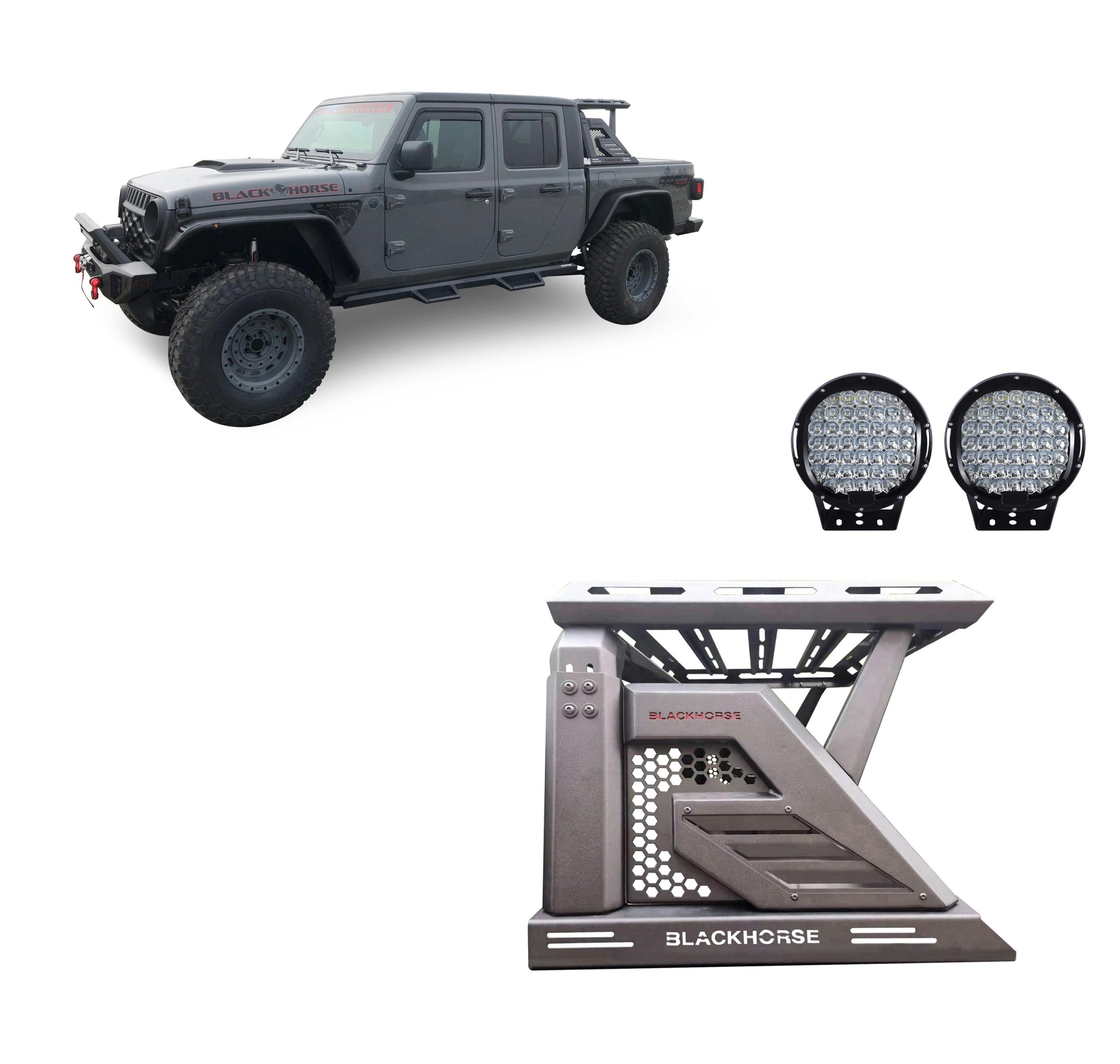Black Horse Off Road AR2-09BA3-PL69B Armour II Roll Bar W/Basket Kit