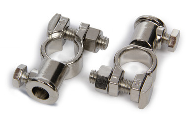 QuickCar Battery Terminals Top Mount Bolt-On Nickel Plated Brass Pair 57-630