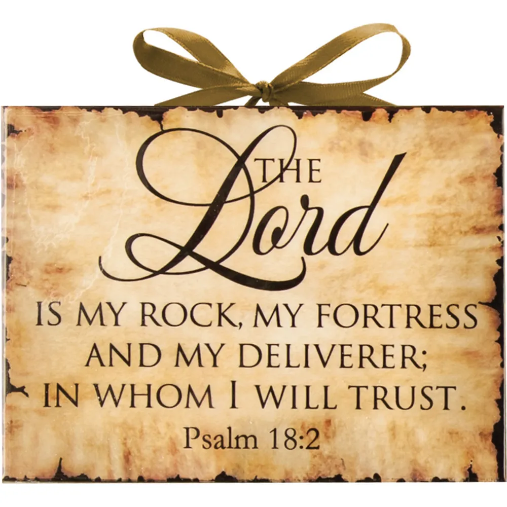 8″ Religious Outdoor Patio Inspirational Words “The Lord” Psalm 18:2 Ceramic Wall Plaque