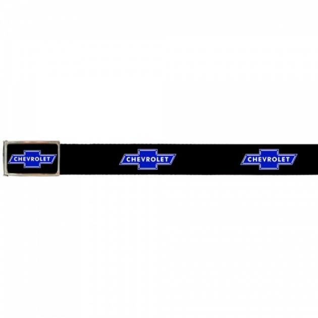 Web Belts, Up to 28'' Waist, Chevy Blue Bowtie Logo, Logo On Belt