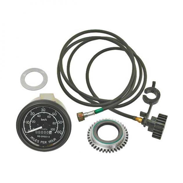 Model T Speedometer & Cable Kit, 3-3/8" Head, 0-60 MPH, 1909-1927