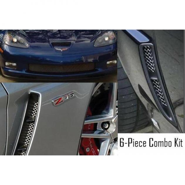 Corvette C6 Z06 Custom RaceMesh 6-Piece Grille Combo Kit, 2006-2013