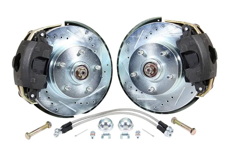 Classic Performance Front Disc Brake Kit with 2" Drop Spindles for 64- 72 GM A Body, 11" Rotors, Single Piston 6474SWBK-D