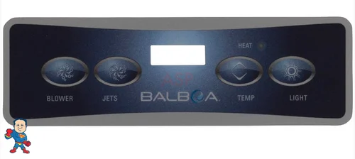 Balboa E4 Topside Overlay – 4 Button Rectangle 6-3/8″ x 2-1/4″ – Blower Jet Temp Light
