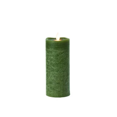 Battery Operated Flameless LED Frosted Pillar Candle – 7″ – Green