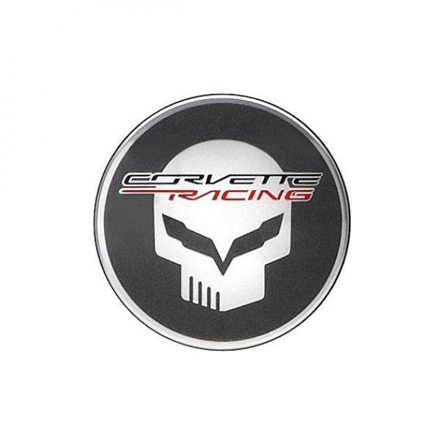 Corvette Wheel Center Cap, Corvette Racing Logo, Argent, 2014-2017
