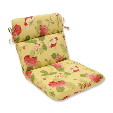 Butterflies and Flowers Outdoor Patio Chair Cushion – 40.5″ – Yellow and Red